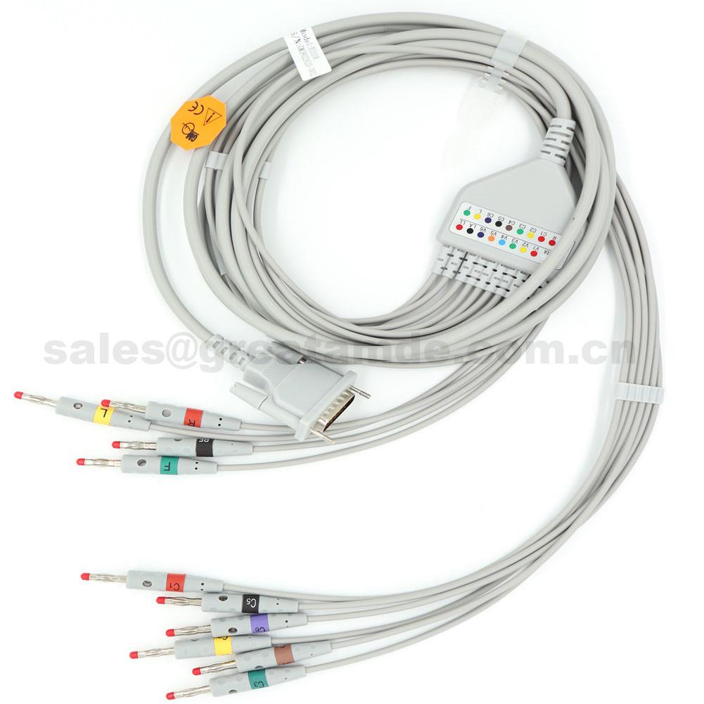 Kabel EKG Schiller EC010A, IEC, DB15M Banana 4.0, AT-1, Do użytku z Schillerem AT-102, CS-200, EC010A schiller EKG cable , IEC, DB15M Banana 4.0 , AT-1 ,Use with Schiller AT-102, CS-200,