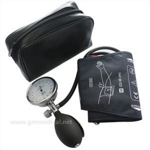 Mankiet do pomiaru ciśnienia krwi dla dorosłych, mankiet z pojedynczą rurką z manometrem i żarówką inflacyjną ciemnoniebieski.