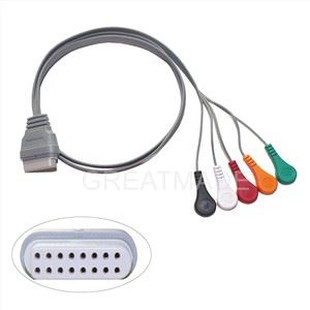 Holter Recorder EKG Kabel pacjenta 16 Pin 5 Przewody Snap 4.0 IEC Standard Kompatybilny dla Edan Holter Recorder Recorder Machine SE-2003 2012